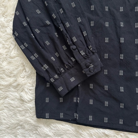 Madewell Blouse Kinston Side-Button Wrap Top in Textured Dobby True Black XL NWT - Picture 8 of 13